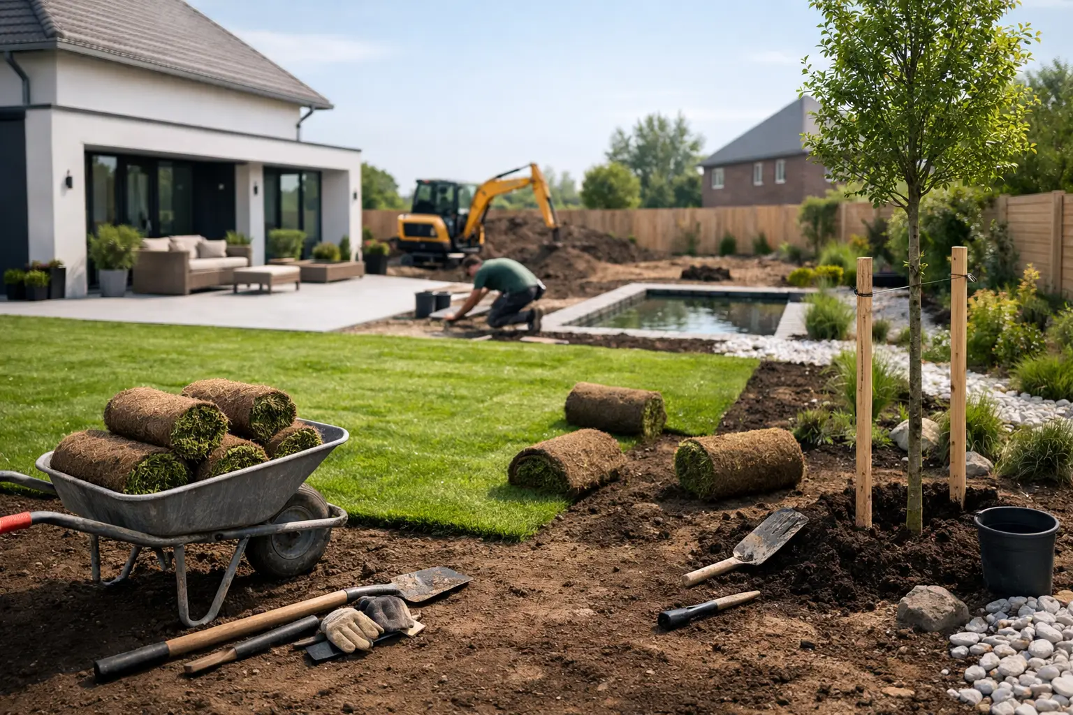 Volledige tuinaanleg voor nieuwbouw aanpak
