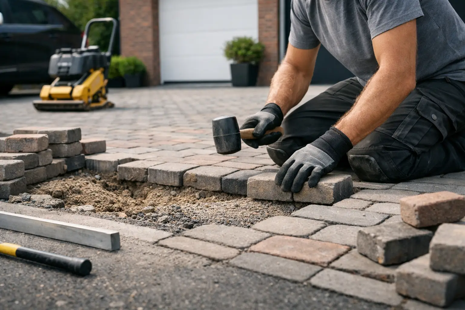 Bestrating herstellen bij verzakte oprit