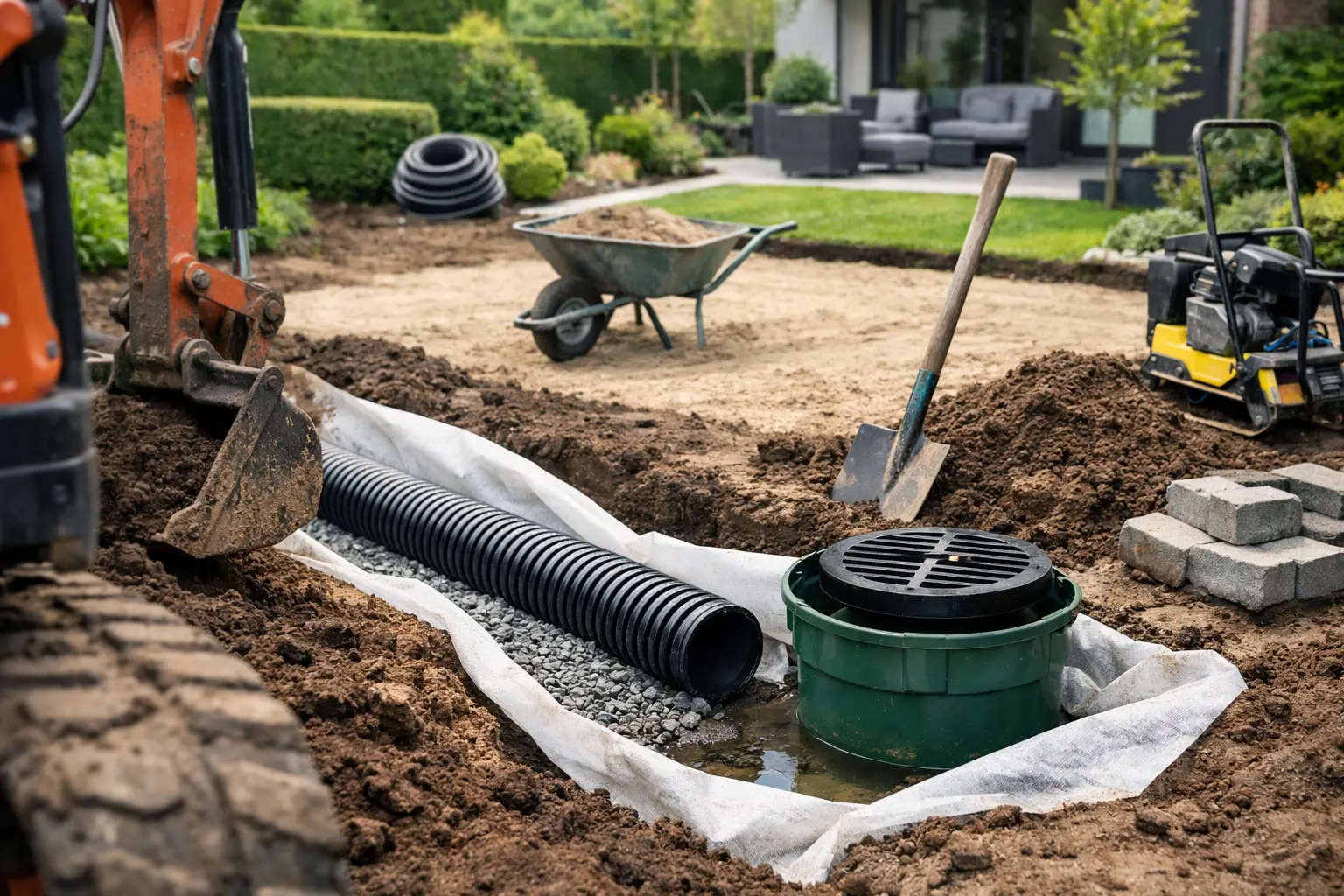 Grondwerk tuin afwatering goed aanpakken