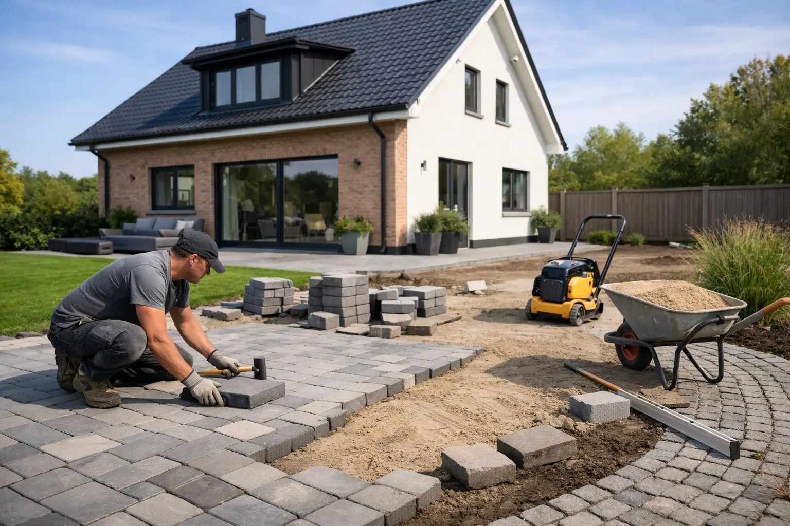Straatwerk rondom vrijstaande woning aanpakken